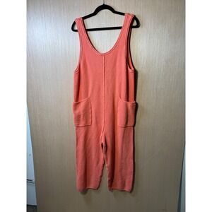FP Beach Free People Coral Knit Jumpsuit Romper Sleeveless Pockets Women's Large
